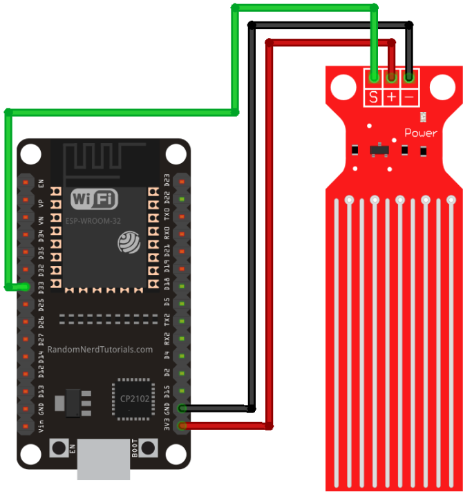 ESP32 Water Sensor Wiring Diagram