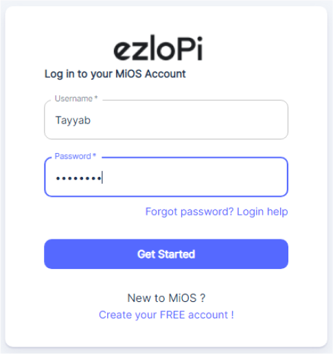 MiOS Account Login