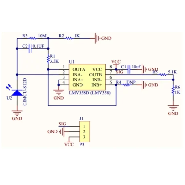 GUVA-S12SD UV Detection Sensor Diagram