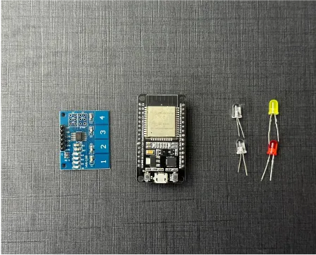 Control four LED’s using TTP224 4-channel touch sensor